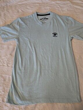 Men's Beverly Hills Polo Club Pale Blue V-Neck Tee with Chest Logo MB1553RO